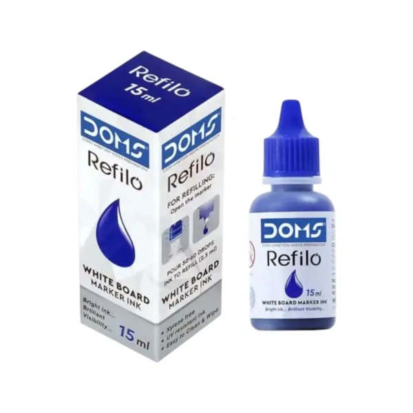 Doms Refilo Whiteboard Marker ink 15ml - Blue