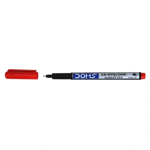 Doms CD-DVD/OHP Marker Pen - 10 Pieces, Red