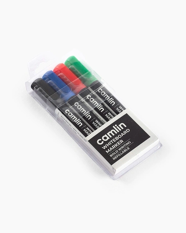Camlin Whiteboard Marker Black, Blue, Red, Green Pack of 4 Piece Set