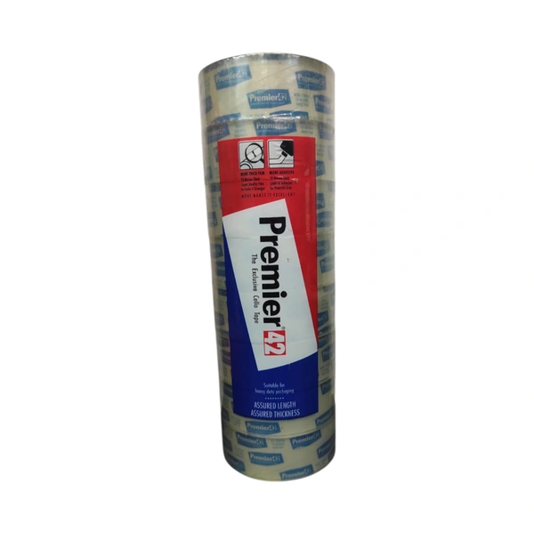 Premier Super Clear & Cello Tape 40 Meter - 8 Pieces, 36mm / 1.5 inch