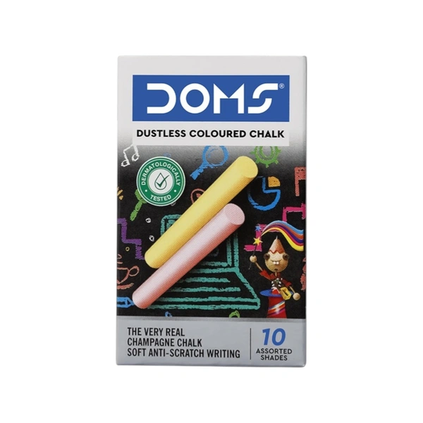 Doms Dustless Coloured Chalk - 10 Pieces