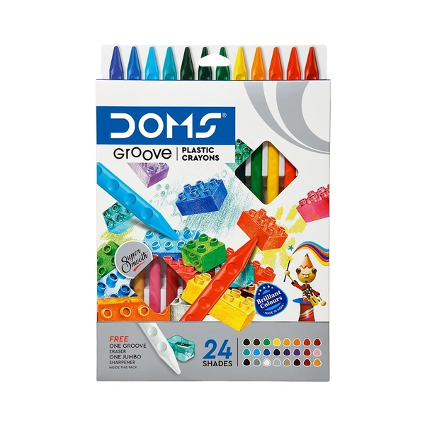 Doms Groove Plastic Crayons 24 Shades
