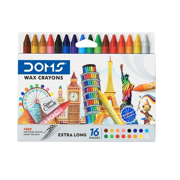 Doms Extra Long Wax Crayons 16 Shades