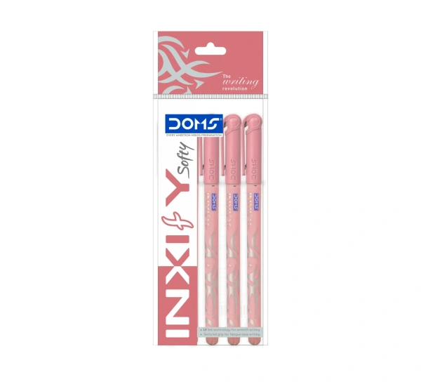 Doms Inxify Softy Ball Pen  - 5 Pieces, Red