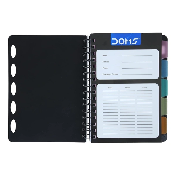 Doms 5 Subject Notebook Wiro Binding & Poly Cover 70 gsm Paper Pages 300 Size A4