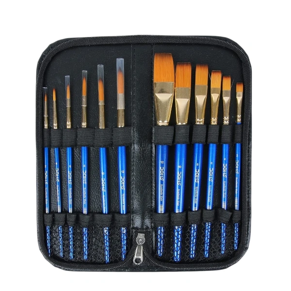 Doms Artistic Synthetic Brush Round & Flat Set of 12