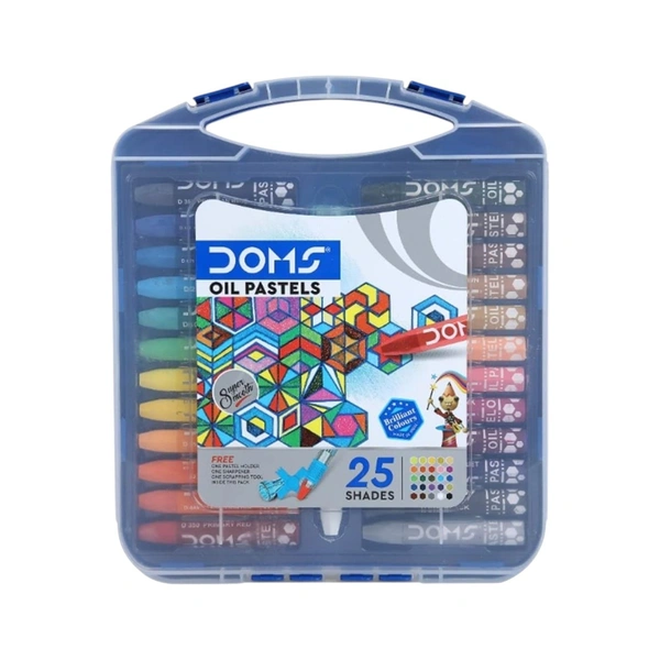 Doms Hexagonal Oil Pastels ( Assorted Shades ) 25 Shades Plastic Box