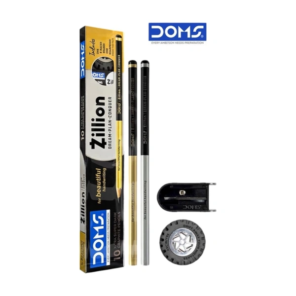 Doms Zillion 10 X-TRA Super Dark Graphite Pencils Pack of 10 Pieces