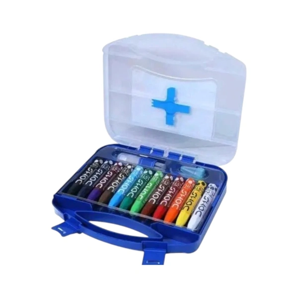 Doms Hexagonal Oil Pastels ( Assorted Shades ) 12 Shades Plastic Box
