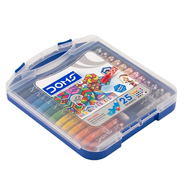 Doms Hexagonal Oil Pastels ( Assorted Shades ) 25 Shades Plastic Box