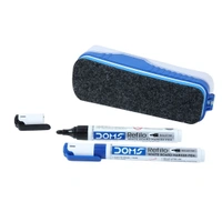Doms Magnetic White Board Duster with 2 Whiteboard Marker Black & Blue