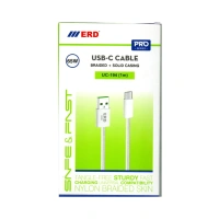 ERD USB C Braided Data Cable 65W 1 Meter UC-194 - 1 Piece, White