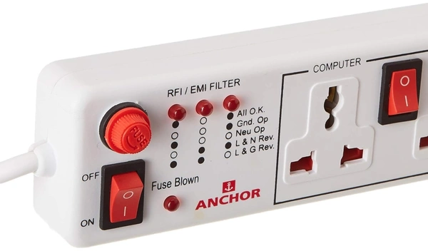 ANCHOR Anchor Extension Board universal Socket with 3 Switch & 1 Master Switch with 1.5 Mtr Extension Cord