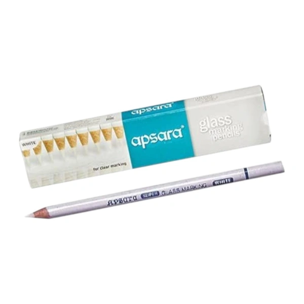 Apsara Glass Marking Pencils White Pack of 10 Piece
