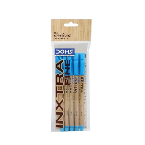 Doms Inxtra Fine Ball Pen  - 5 Pieces, Blue
