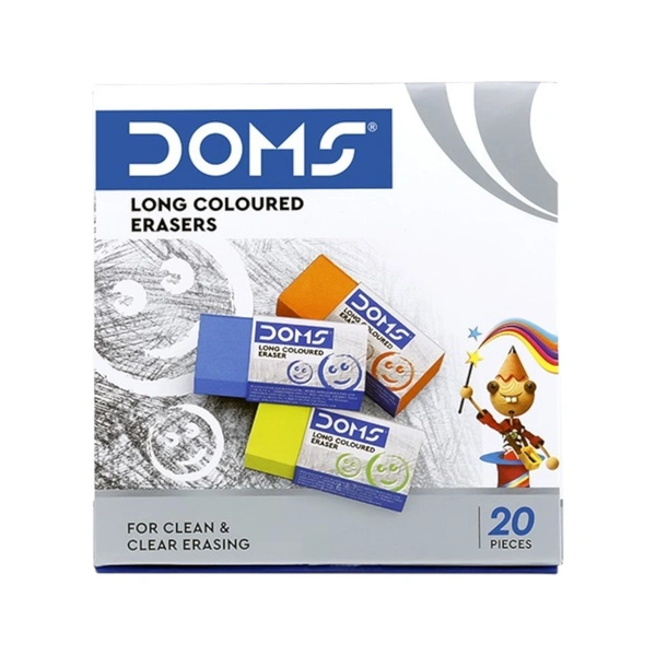 Doms Extra Long Dust Free Coloured Eraser - 10 Pieces