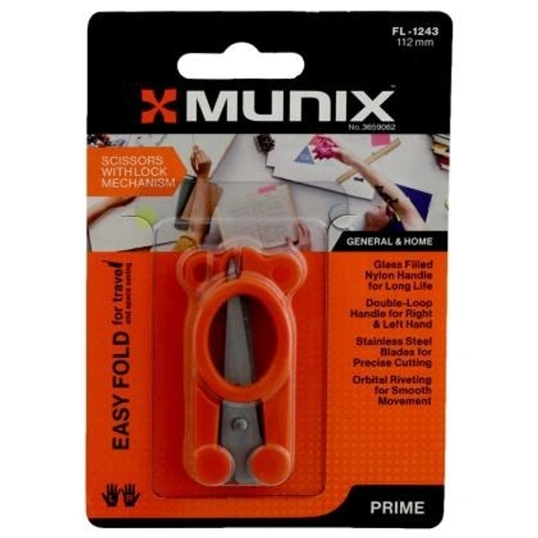 Kangaro Munix Orange Folding Scissor 112 mm