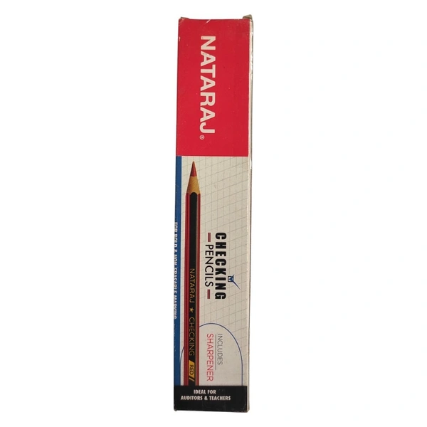 Nataraj Checking Pencils Red Pack of 10 Pieces