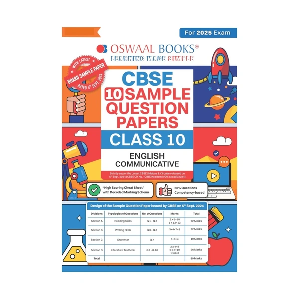 Oswaal CBSE 10 Sample Question Paper Class 10 English Communicative Course A for 2025 Exam