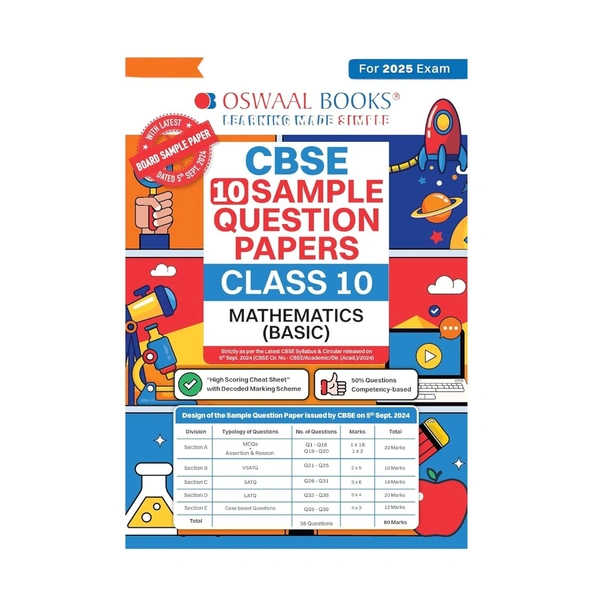 Oswaal CBSE 10 Sample Question Paper Class 10 Mathematics ( Basic ) for 2025 Exam