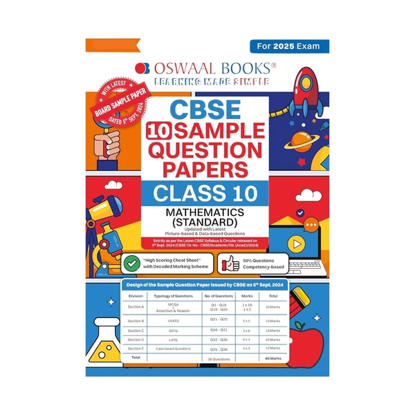 Oswaal CBSE 10 Sample Question Paper Class 10 Mathematics ( Standard ) for 2025 Exam