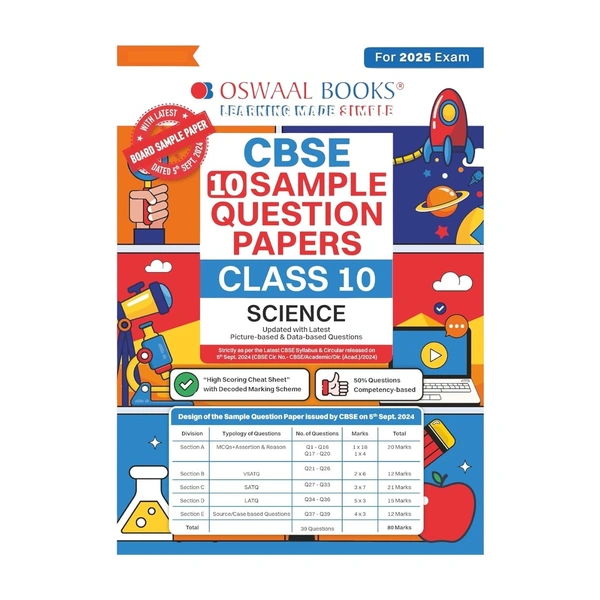 Oswaal CBSE 10 Sample Question Paper Class 10 Science for 2025 Exam