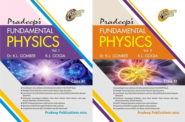 Pradeep Fundamental Physics Vol. 1 & 2 By K. L. Gomber & K. L. Gogia Class 11 CBSE Examination 2024 - 25