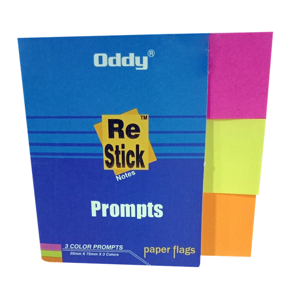 Oddy Re-Stick Notes Paper Flags - 3 Colour
