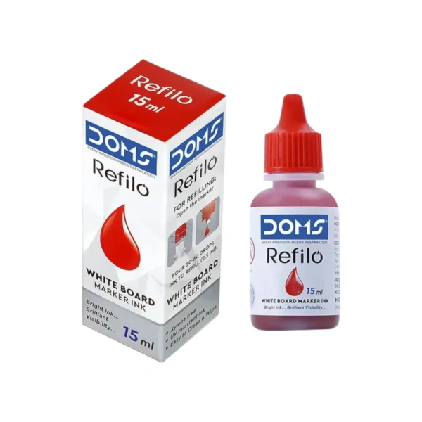 Doms Refilo Whiteboard Marker ink 15ml - Red
