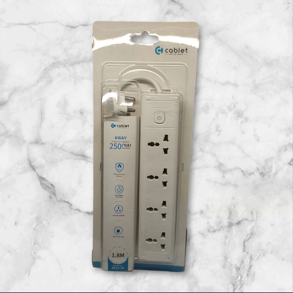 Cablet 4 Way Extension Board Universal Socket 10A, 250V 1.8M Model No. 4010-18