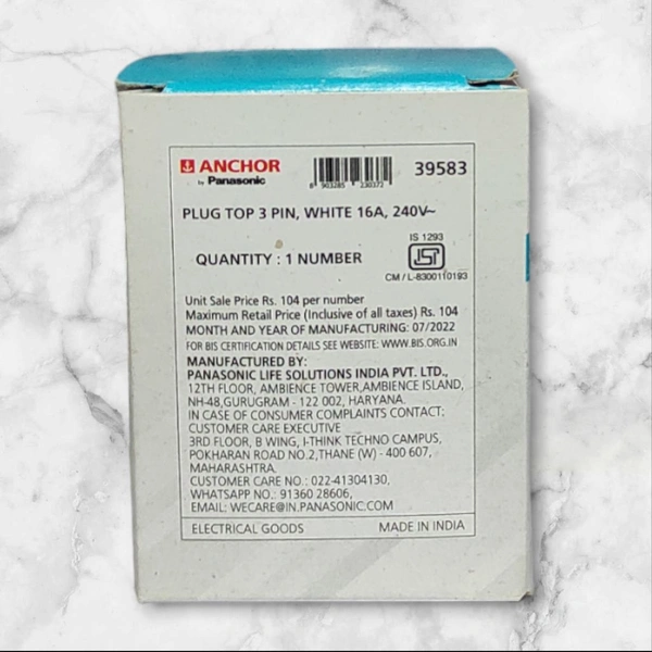 ANCHOR Anchor Super Plug Top 3 Pin , White 16A, 240V