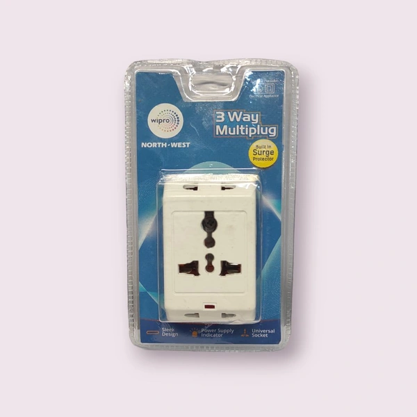 Wipro 3 Way Multiplug Adaptor with 1 Universal Sockets 6A, 240V, 50Hz