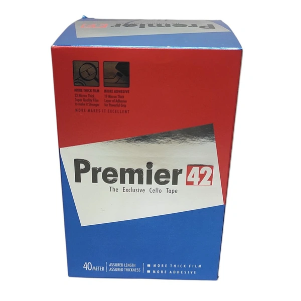 Premier Super Clear & Cello Tape 40 Meter - 1 Piece, 12mm / 0.5 inch