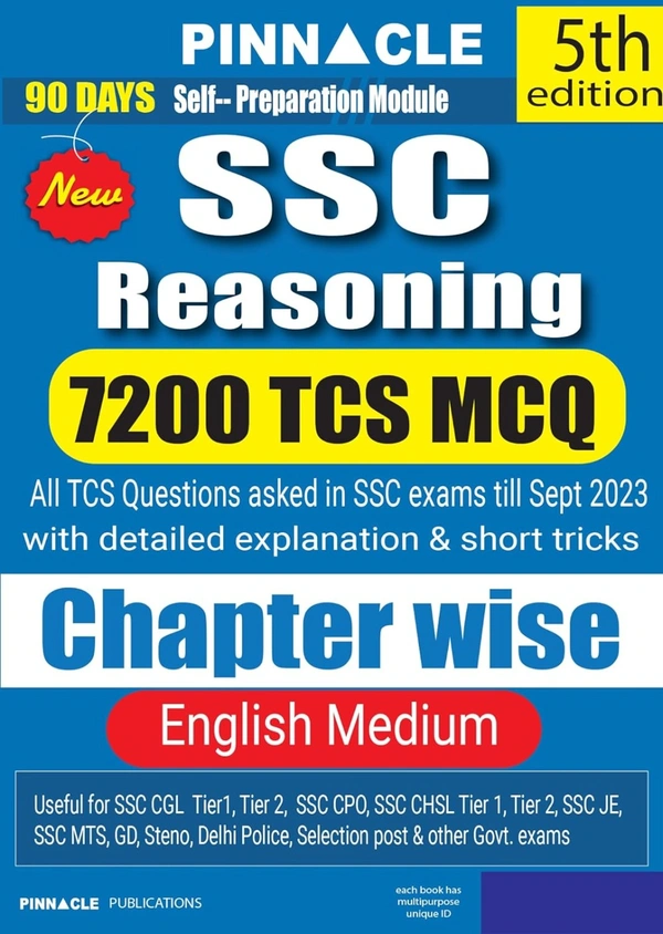 Pinnacle SSC Reasoning 7200 TCS MCQ Chapterwise 5th Edition
