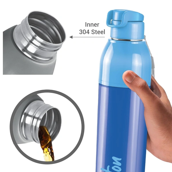 Milton Steel Convey 900 Steel Thermoware Insulated Inner Steel Water Bottle 650 ml - Blue, 630