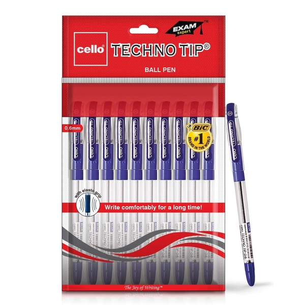 Cello Ball Pen Techno Tip - 10 Pieces, Red
