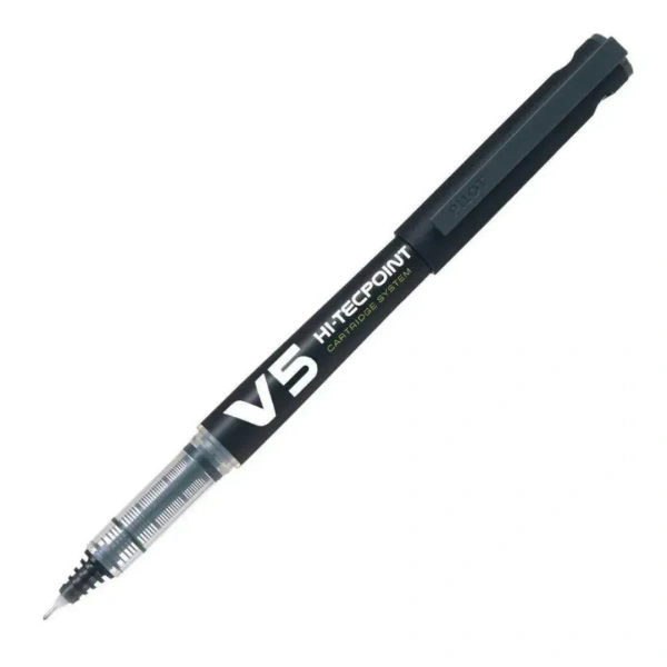 Pilot V5 Hi Tecpoint Cartridge System Roller Ball Pen  - 1 Piece, Black