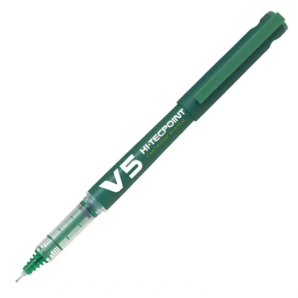 Pilot V5 Hi Tecpoint Cartridge System Roller Ball Pen  - 1 Piece, Green
