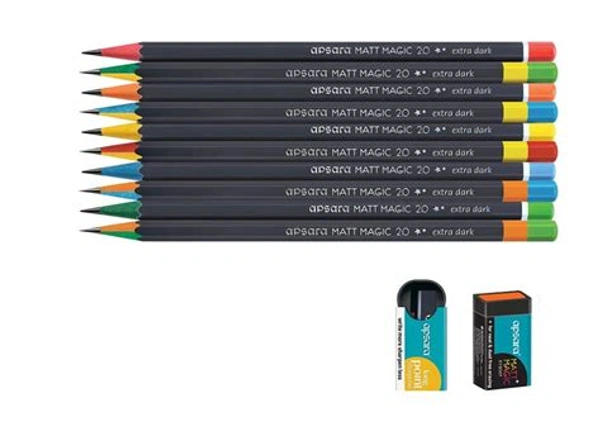 Apsara Matt Magic Extra Dark Pencils Pack of 10 Pieces