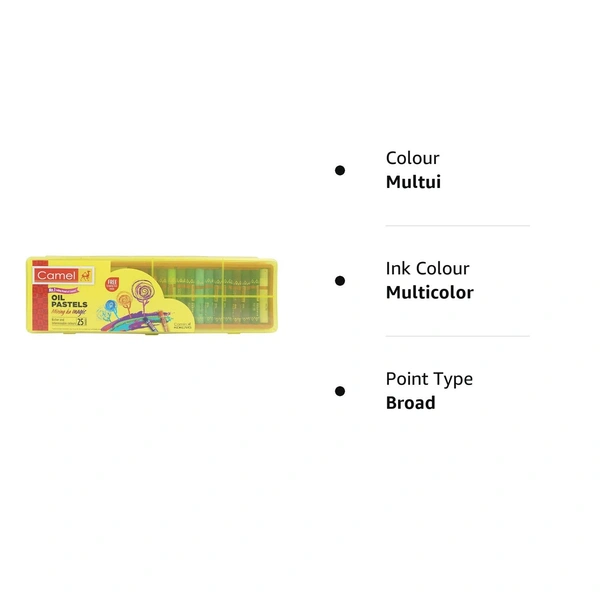 Camel Oil Pastels 25 Shade Plastic Box Pack