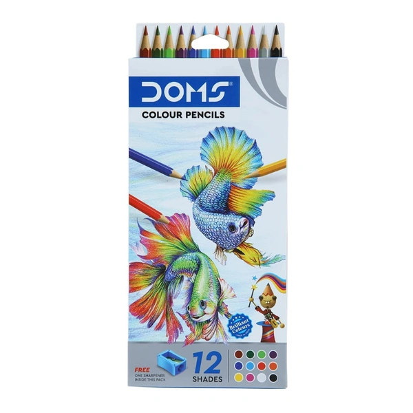 Doms Colour Pencils 12 Shades Full Size