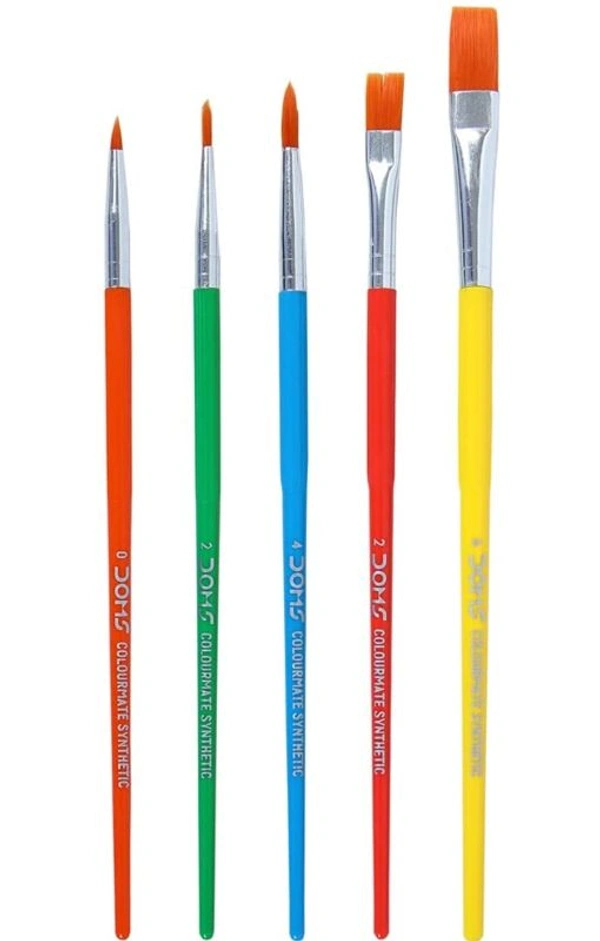 Doms ColourMate Synthetic Hair Brush Flat & Round 5 Pieces Set