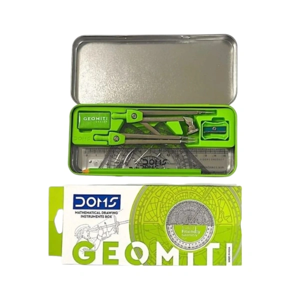 Doms Geomiti Mathematical Drawing Instruments Box & Geometry Box Green Colour Pack of 1