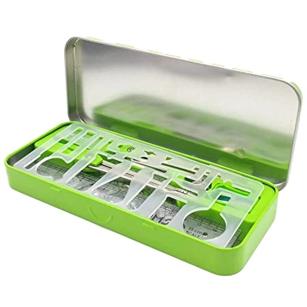 Doms Geomiti Mathematical Drawing Instruments Box & Geometry Box Green Colour Pack of 1