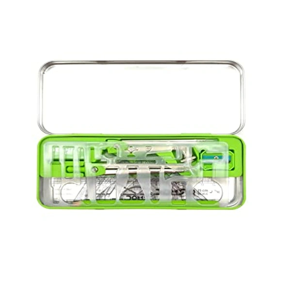 Doms Geomiti Mathematical Drawing Instruments Box & Geometry Box Green Colour Pack of 1