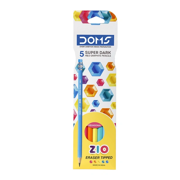 Doms Zio Eraser Tipped Pencils Pack of 5 Pieces Pencils