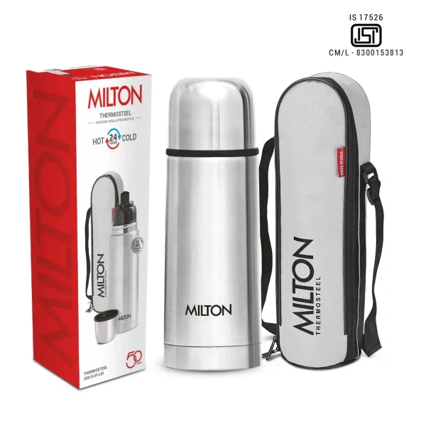 Milton Thermosteel 24 Hours Hot & Cold Water Bottle with Bag 1 Piece 350 ml
