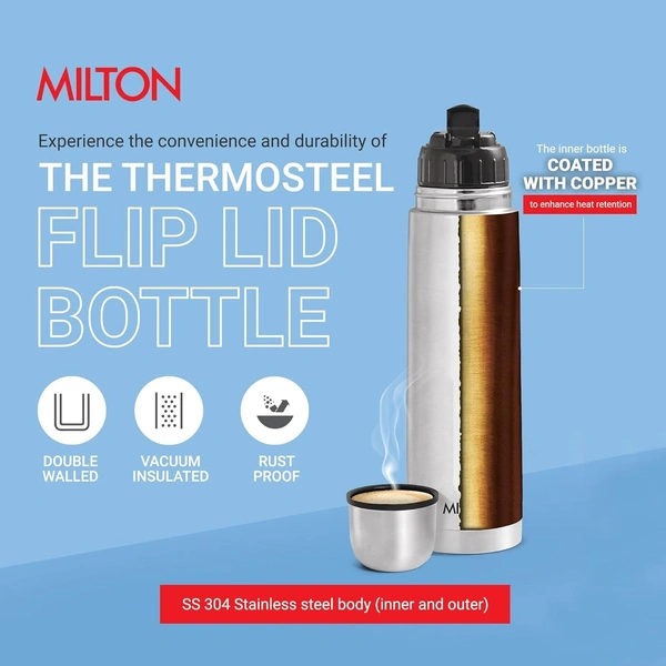 Milton Thermosteel 24 Hours Hot & Cold Water Bottle with Bag 1 Piece 500 ml