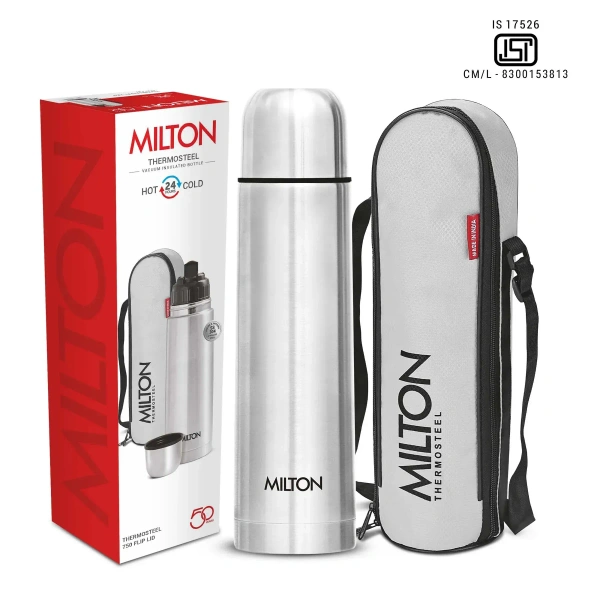 Milton Thermosteel 24 Hours Hot & Cold Water Bottle with Bag 1 Piece 750 ml