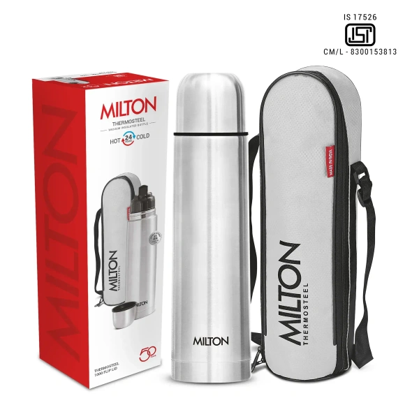 Milton Thermosteel 24 Hours Hot & Cold Water Bottle with Bag 1 Piece 1000 ml
